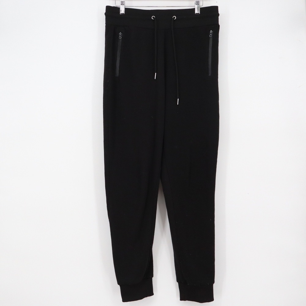 Pure Champ Mens Fleece Joggers Black Drawstring Zipper Pockets Size M